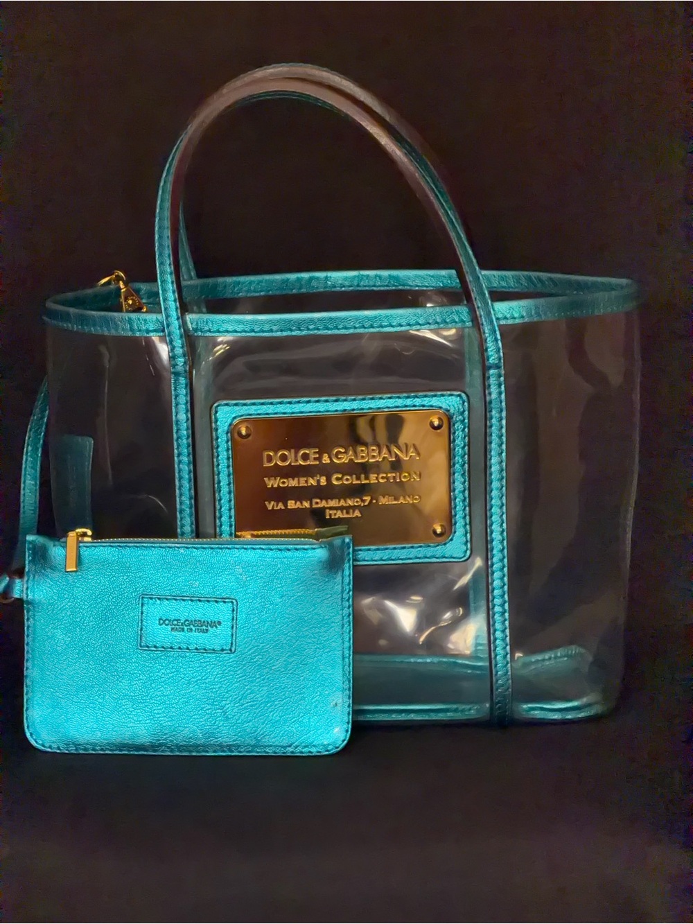 Dolce & Gabbana Clear PVC Leather-Trimmed Tote